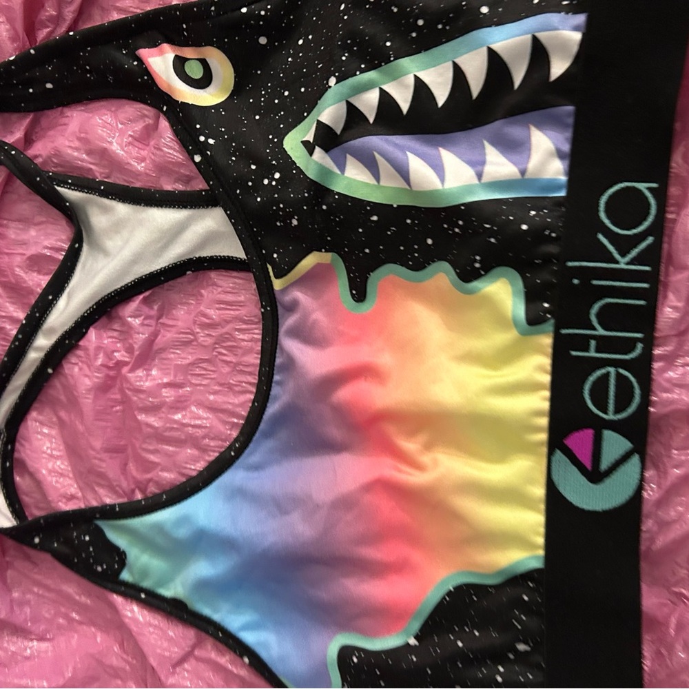 Ethika Women's Shark Print Sports Bra - Multicolor